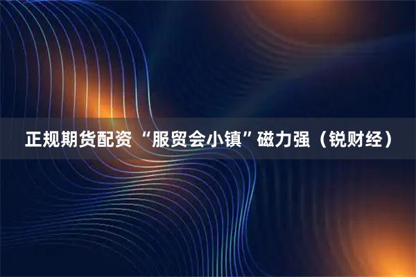 正规期货配资 “服贸会小镇”磁力强（锐财经）